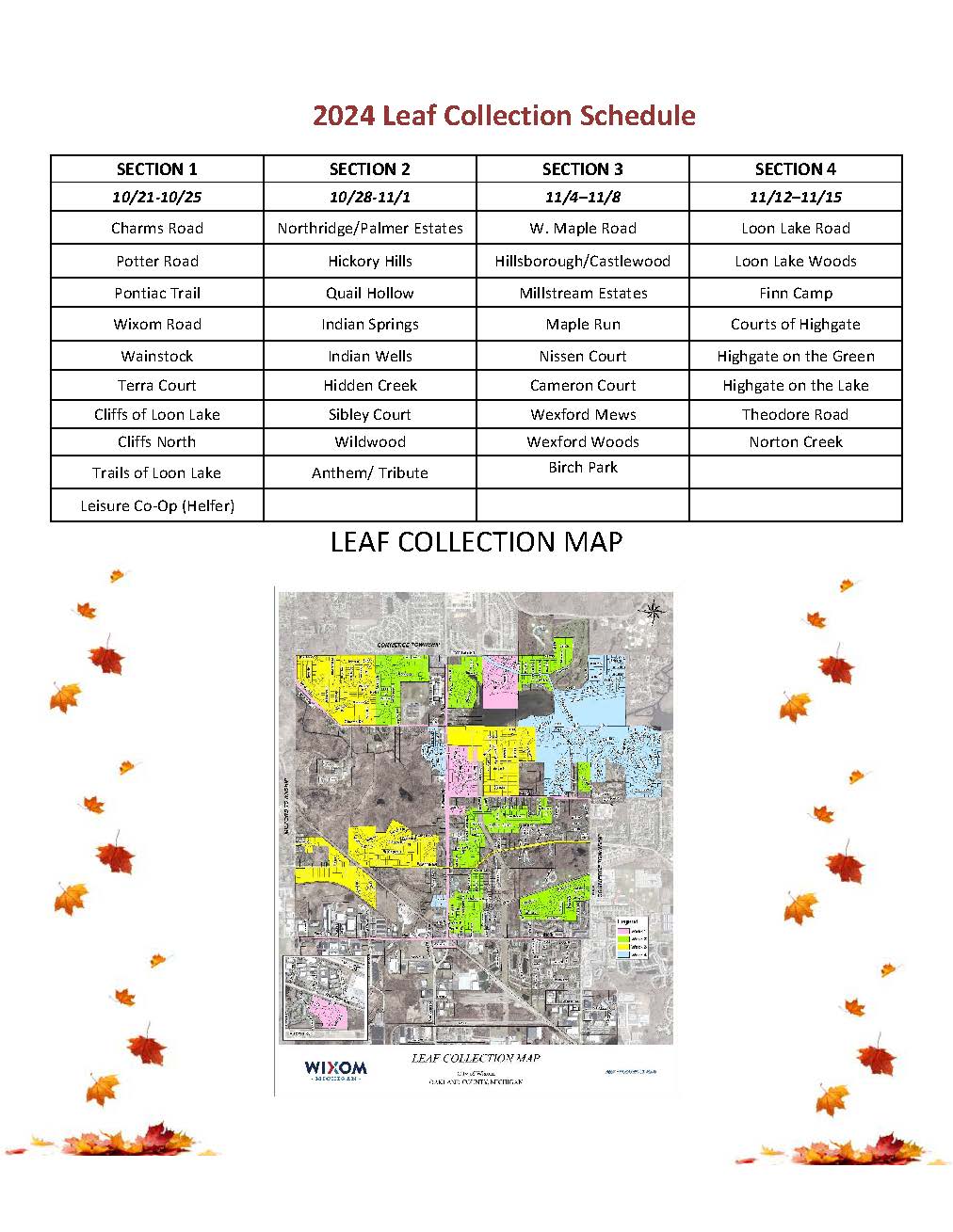 2024 Leaf Collection Schedule and Map